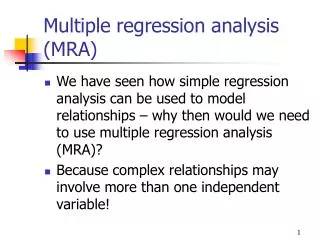 Multiple regression analysis (MRA)