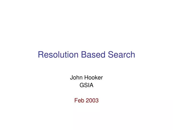 resolution based search