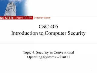 CSC 405 Introduction to Computer Security