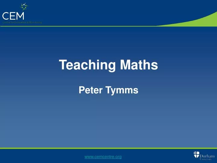 teaching maths peter tymms