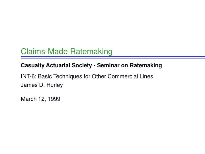 claims made ratemaking