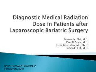 Diagnostic Medical Radiation Dose in Patients after Laparoscopic Bariatric Surgery