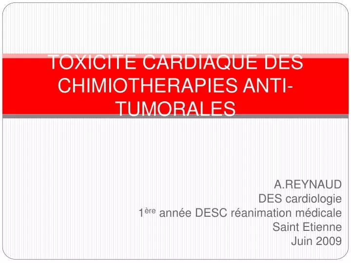 toxicite cardiaque des chimiotherapies anti tumorales