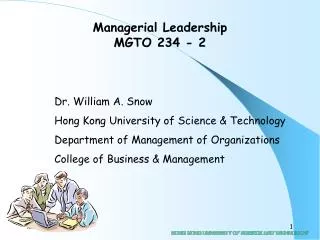 Managerial Leadership MGTO 234 - 2
