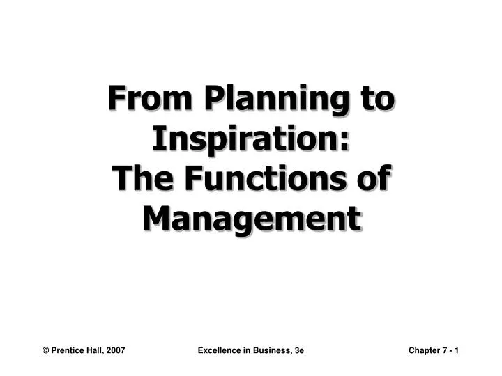 from planning to inspiration the functions of management