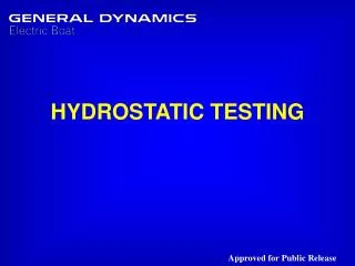 HYDROSTATIC TESTING