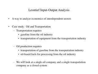 Leontief Input-Output Analysis