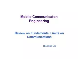 Mobile Communicaton Engineering