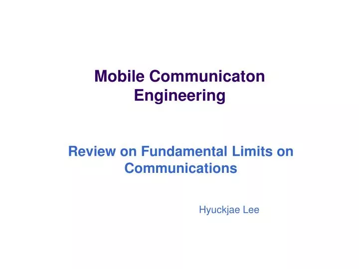 mobile communicaton engineering