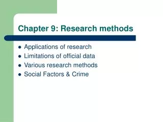 Chapter 9: Research methods