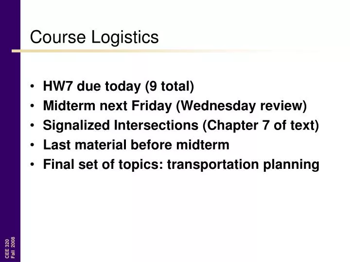 course logistics
