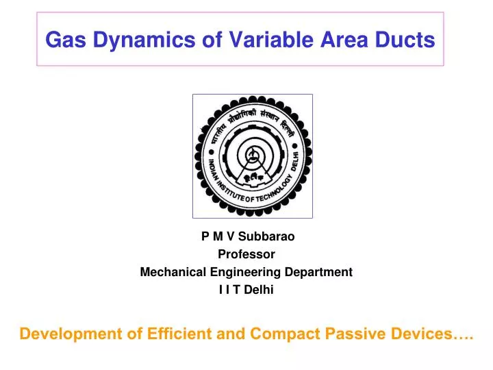 gas dynamics of variable area ducts