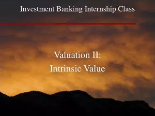 Investment Banking Internship Class