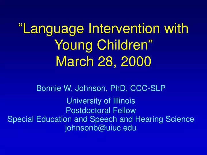 language intervention with young children march 28 2000