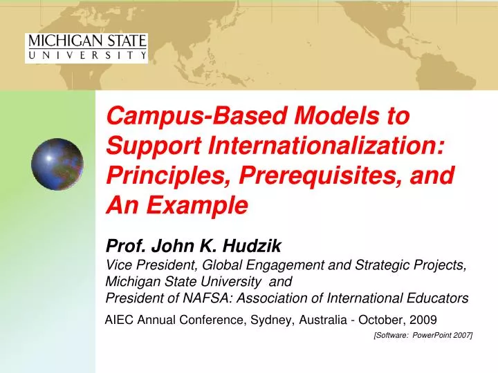 campus based models to support internationalization principles prerequisites and an example