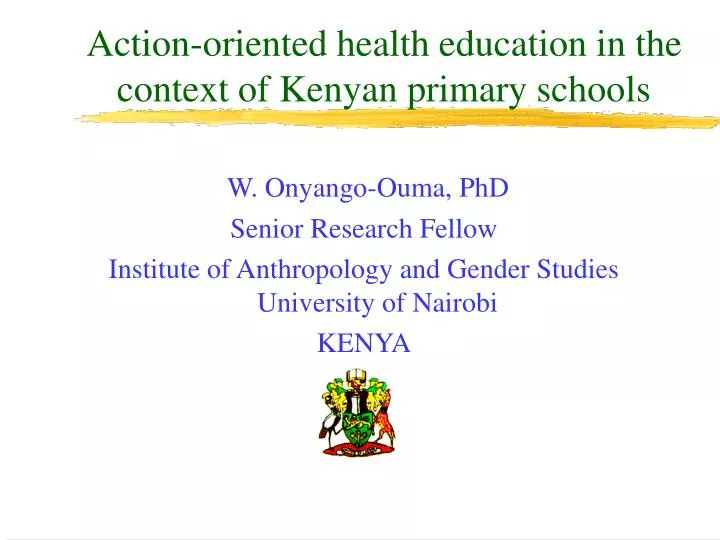 action oriented health education in the context of kenyan primary schools