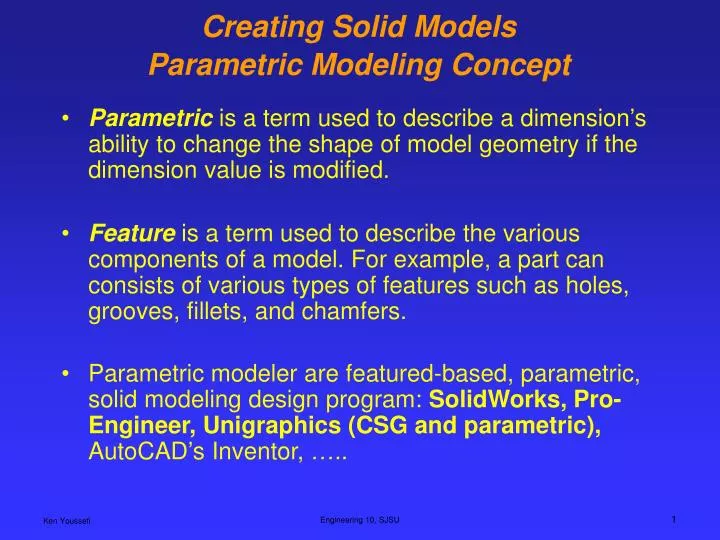 creating solid models parametric modeling concept