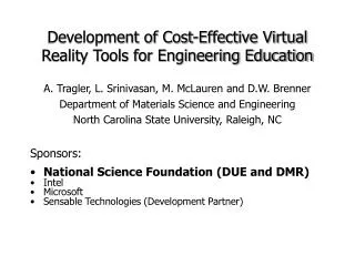 Development of Cost-Effective Virtual Reality Tools for Engineering Education