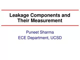 Leakage Components and Their Measurement