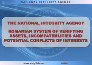 THE NATIONAL INTEGRITY AGENCY __________________________________________________________________________________________