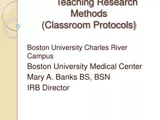 Teaching Research Methods (Classroom Protocols)