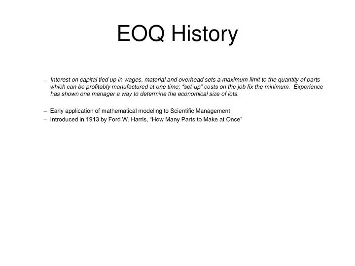 eoq history