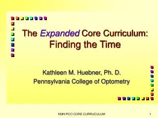 The Expanded Core Curriculum: Finding the Time