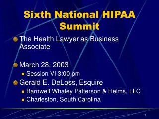 Sixth National HIPAA Summit