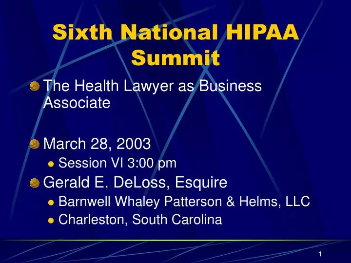 sixth national hipaa summit