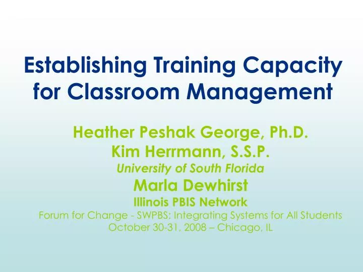 establishing training capacity for classroom management