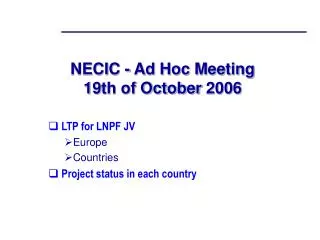 NECIC - Ad Hoc Meeting 19th of October 2006