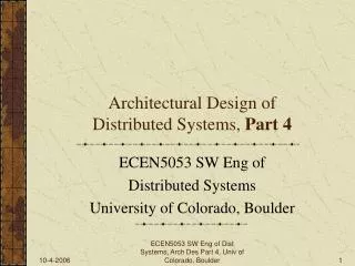 Architectural Design of Distributed Systems, Part 4