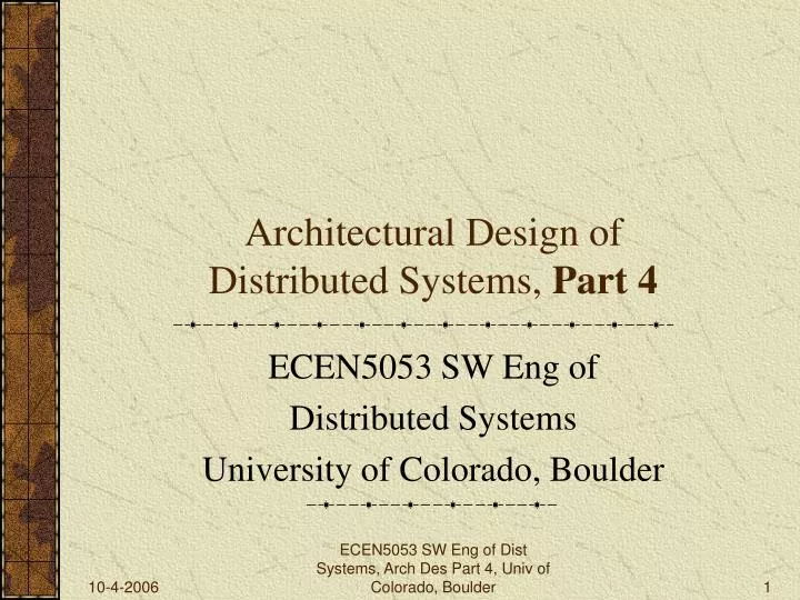 architectural design of distributed systems part 4