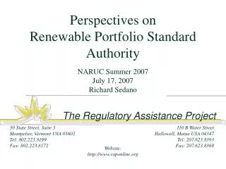Perspectives on Renewable Portfolio Standard Authority