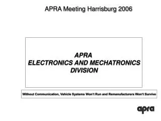 APRA ELECTRONICS AND MECHATRONICS DIVISION
