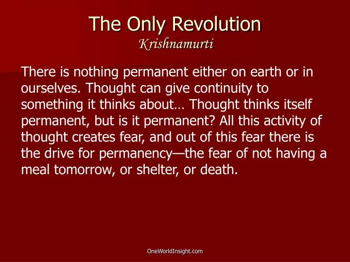 the only revolution krishnamurti