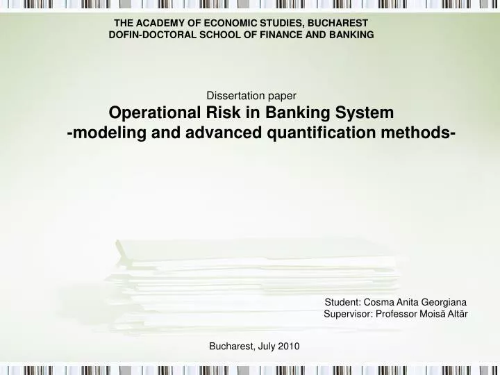 dissertation paper operational risk in banking system modeling and advanced quantification methods