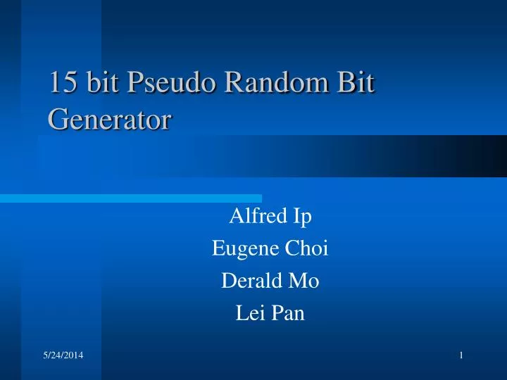 15 bit pseudo random bit generator
