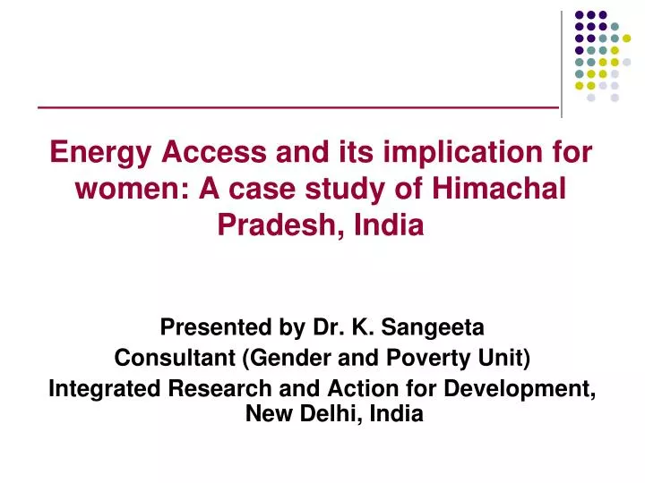 energy access and its implication for women a case study of himachal pradesh india