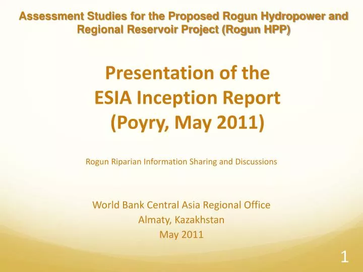presentation of the esia inception report poyry may 2011