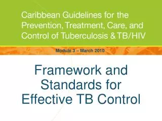 Framework and Standards for Effective TB Control