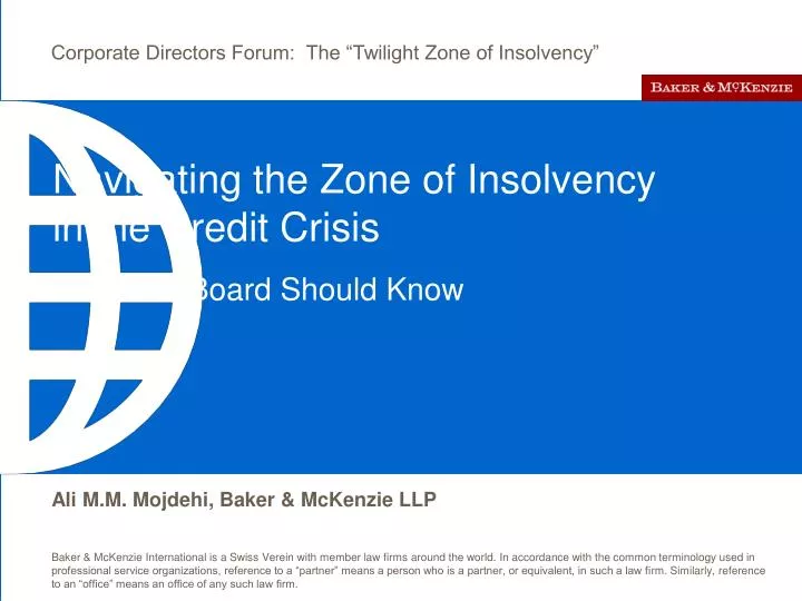 navigating the zone of insolvency in the credit crisis
