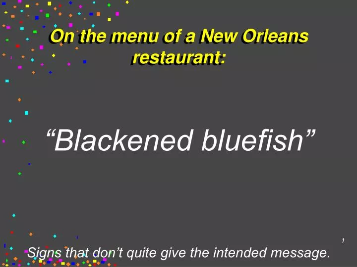 on the menu of a new orleans restaurant