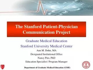 The Stanford Patient-Physician Communication Project