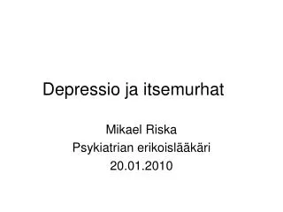 depressio ja itsemurhat