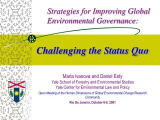 strategies for improving global environmental governance challenging the status quo