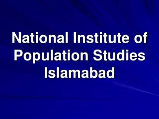 National Institute of Population Studies Islamabad