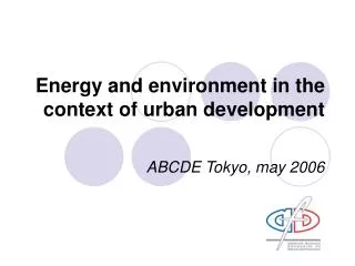Energy and environment in the context of urban development