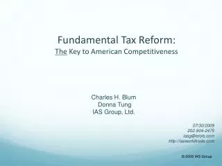 Fundamental Tax Reform: The Key to American Competitiveness