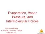 Evaporation, Vapor Pressure, and Intermolecular Forces